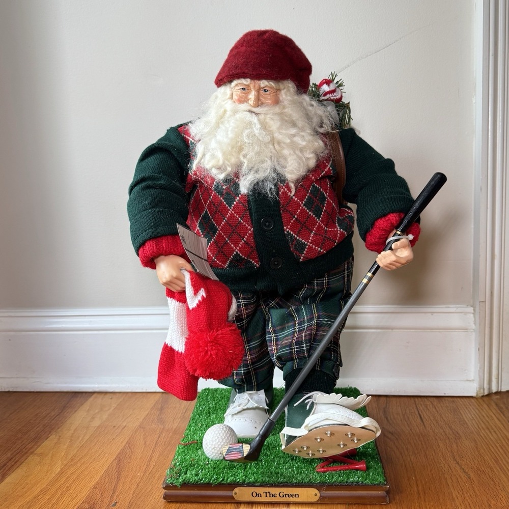 Vintage Golfing Santa Claus Figure "On The Green" Mizuno Club 22" Holiday Decor